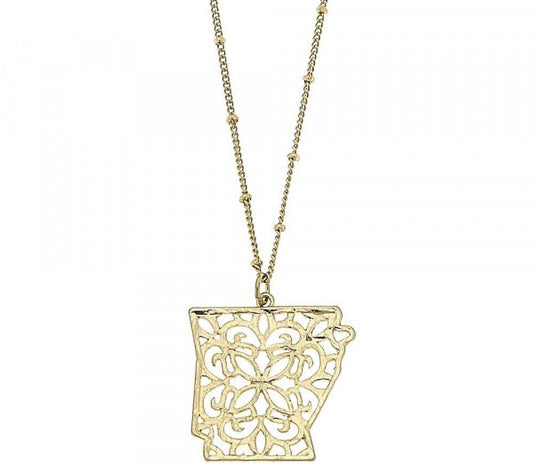 Arkansas Filigree State Necklace - Fan Sparkle