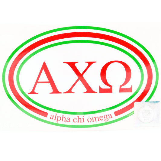 Alpha Chi Omega Oval Sticker - Fan Sparkle