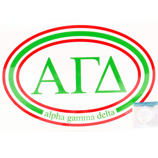 Alpha Gamma Delta Oval Sticker - Fan Sparkle