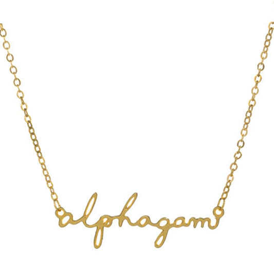 Alpha Gamma Delta Script Necklace - Fan Sparkle