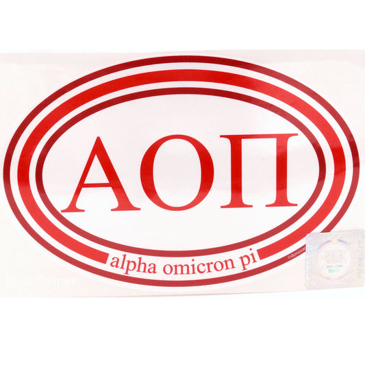 Alpha Omicron Pi Oval Sticker - Fan Sparkle