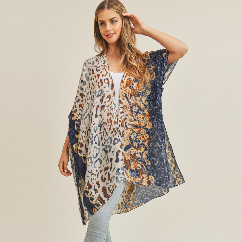 Animal Print & Chain Link Kimono - Fan Sparkle
