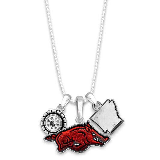 Arkansas Multi Charm & Rhinestone Necklace - Fan Sparkle