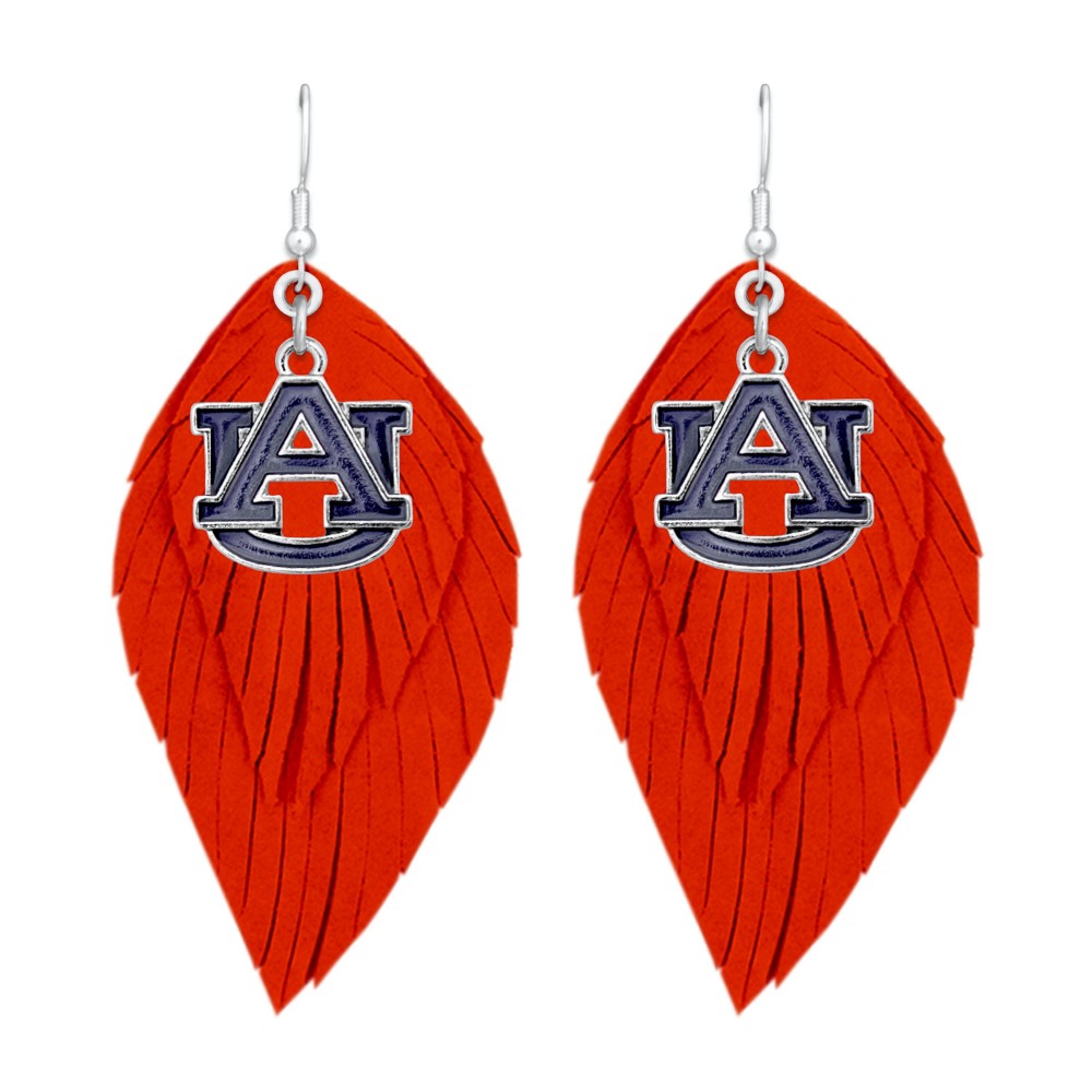 Auburn Feather Logo Earrings - Fan Sparkle