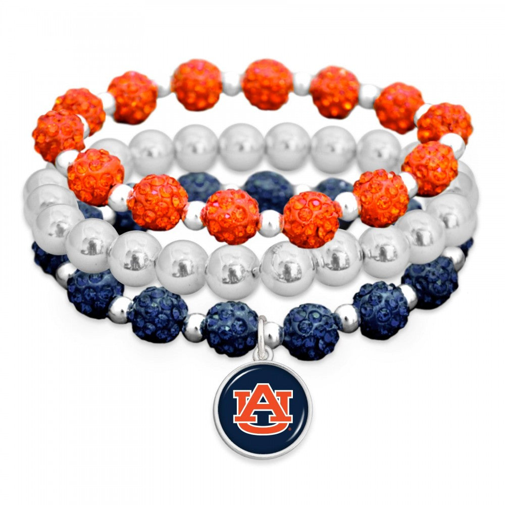 Auburn Rhinestone Stretch Bracelet Trio - Fan Sparkle