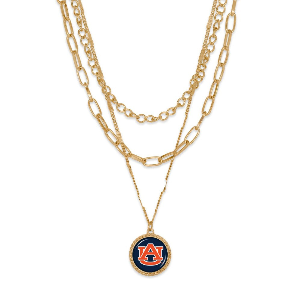 Auburn Triple Gold Chain Necklace - Fan Sparkle