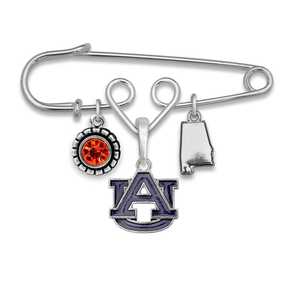 Auburn Multi Charm & Rhinestone Pin - Fan Sparkle