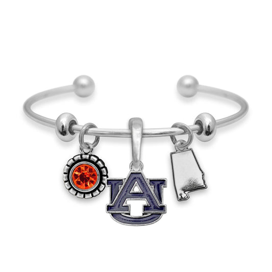 Auburn Multi Charm & Rhinestone Cuff Bracelet - Fan Sparkle