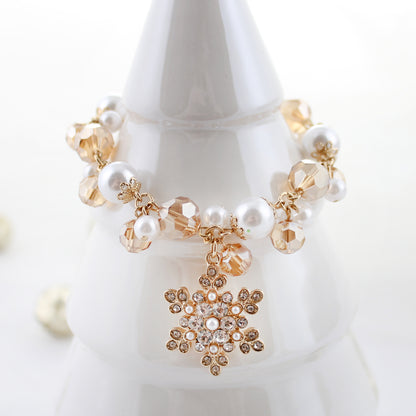 Glitzy Gold Snowflake Toggle Clasp Christmas Bracelet