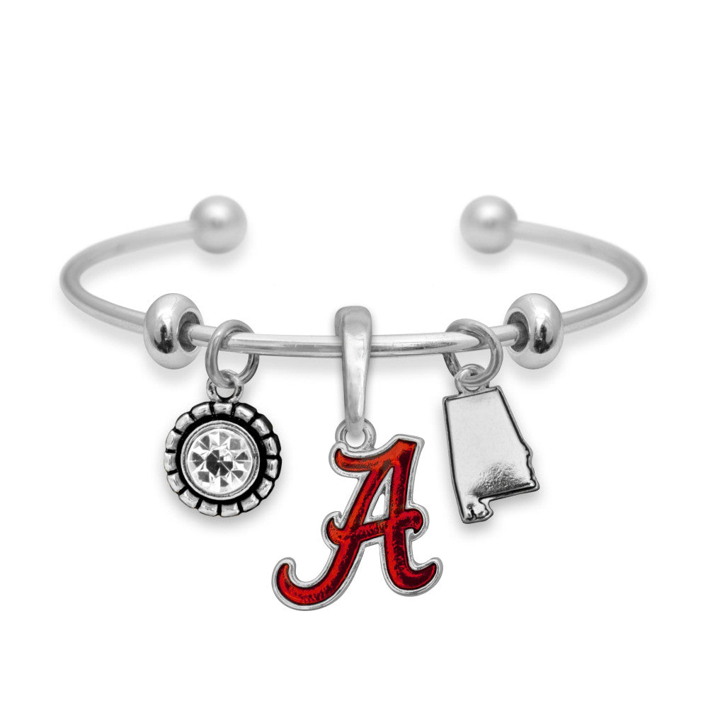 Alabama Multi Charm & Rhinestone Cuff Bracelet - Fan Sparkle