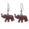 Crimson Rhinestone Elephant Earrings - Fan Sparkle