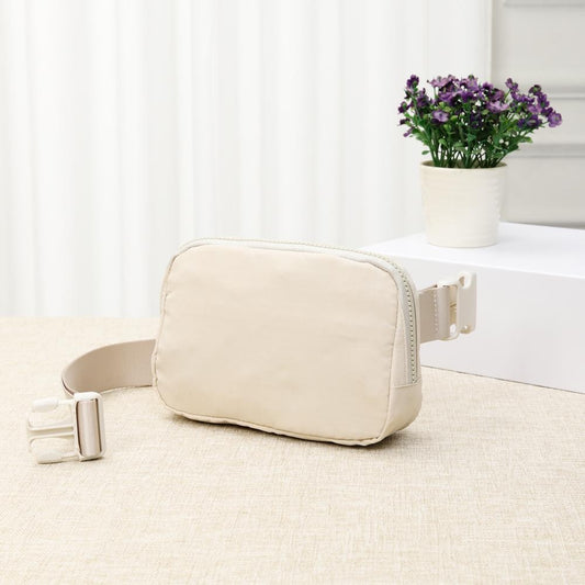 Beige Cross Body Nylon Belt Bag - Fan Sparkle