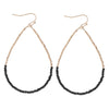 Black Dainty Beaded Teardrop Earrings - Fan Sparkle