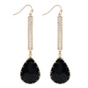 Black Crystal Teardrop Earrings - Fan Sparkle