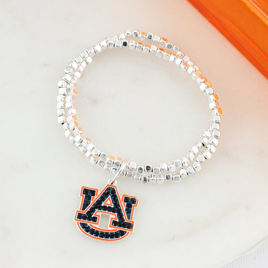 Auburn Crystal Logo Stretch Bracelet