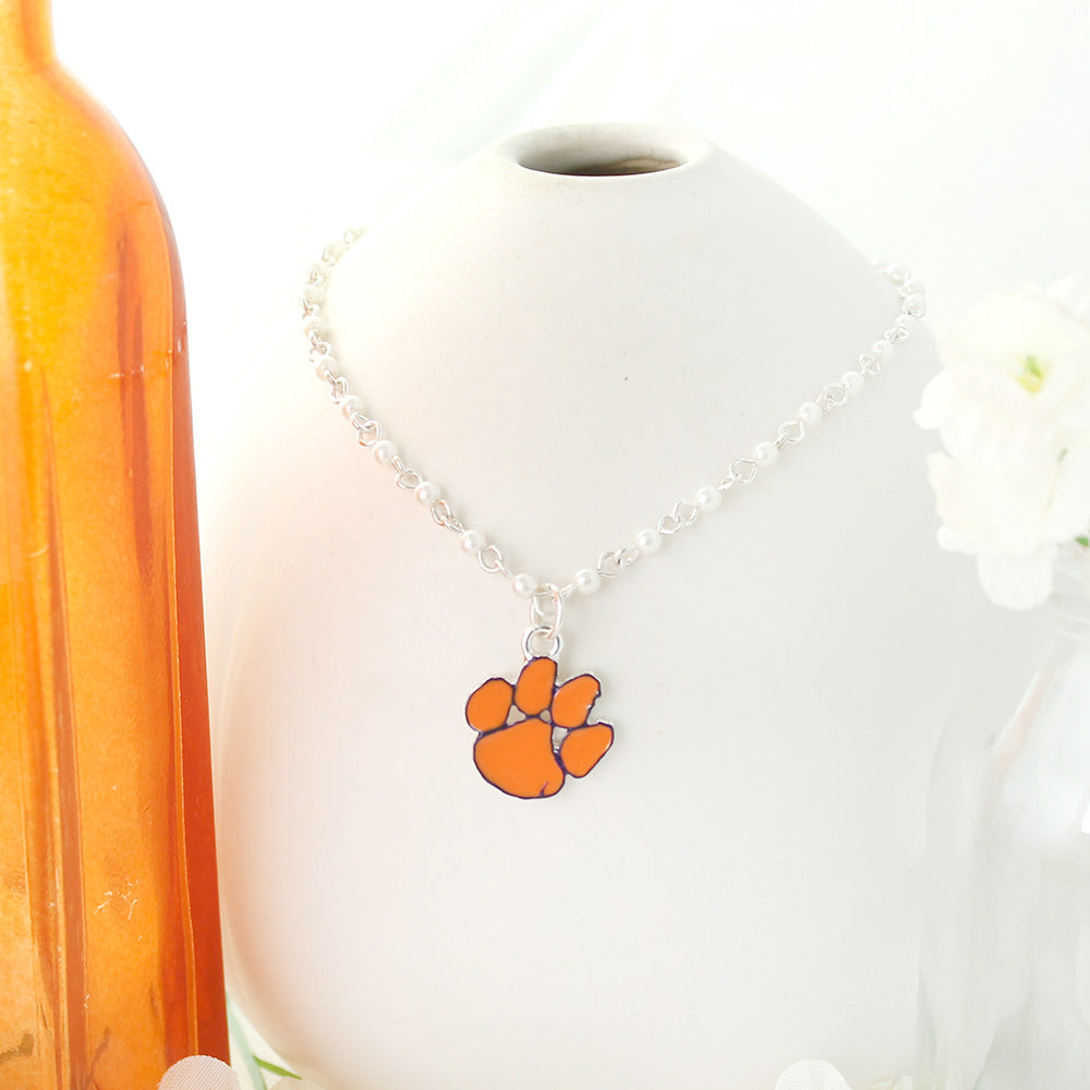 18” Clemson Enamel Logo & Pearl Necklace