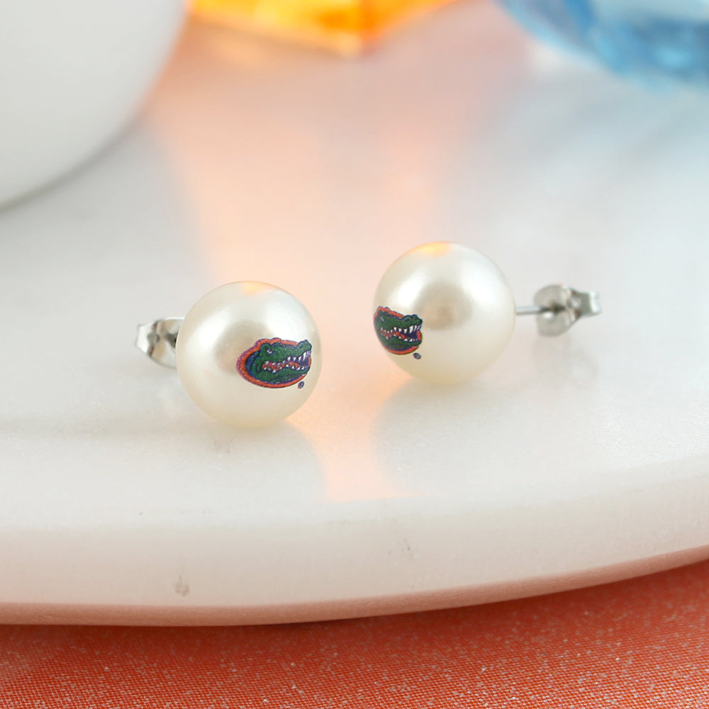Florida Logo Pearl Stud Earrings