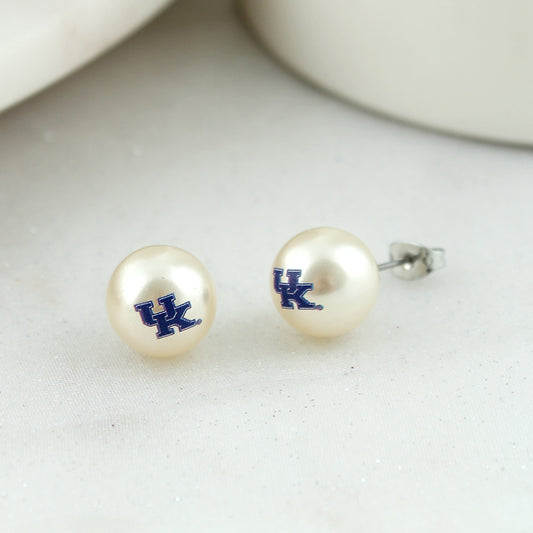 Kentucky Logo Pearl Stud Earrings