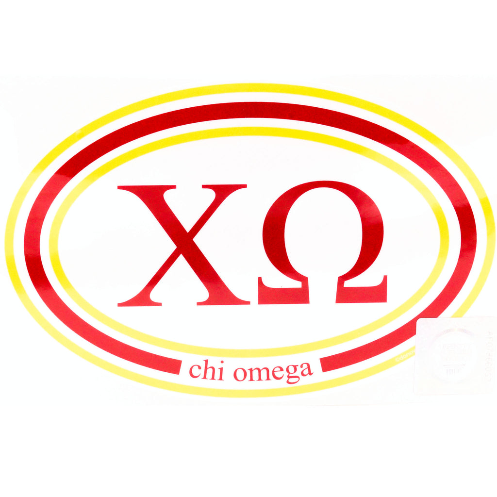 Chi Omega Oval Sticker - Fan Sparkle