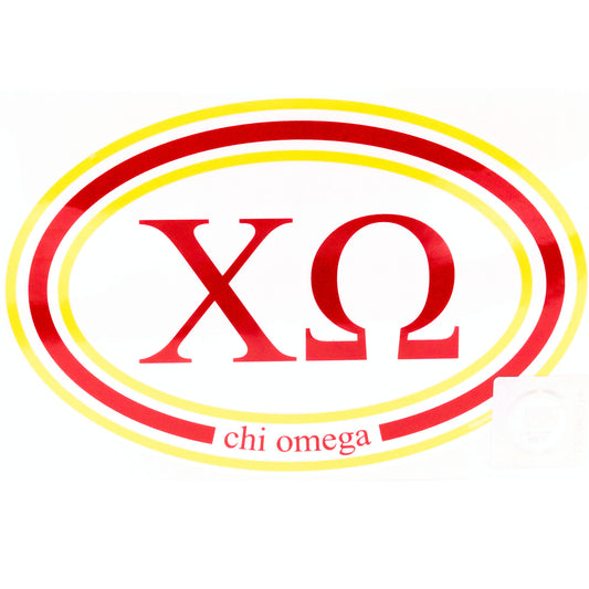 Chi Omega Oval Sticker - Fan Sparkle