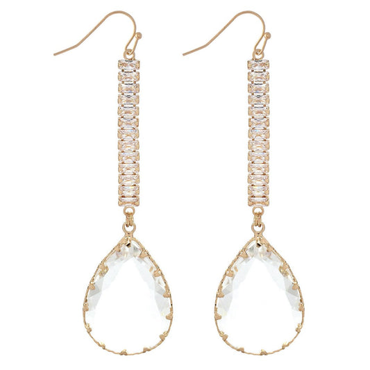 Clear Crystal Teardrop Earrings - Fan Sparkle