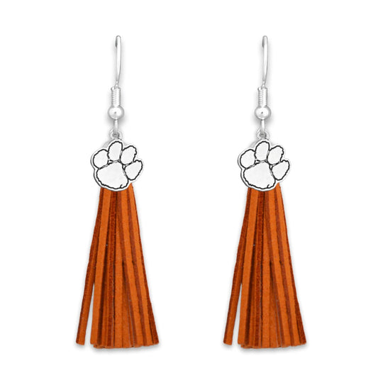 Clemson Logo Tassel Earrings - Fan Sparkle