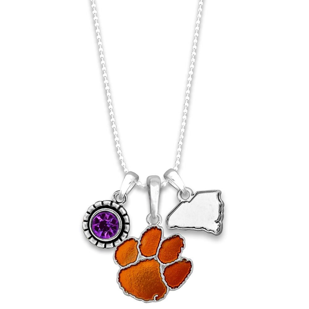 Clemson Multi Charm & Rhinestone Necklace - Fan Sparkle
