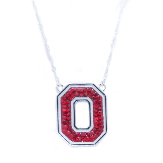 Ohio State Rhinestone Crystal Logo Necklace - Fan Sparkle