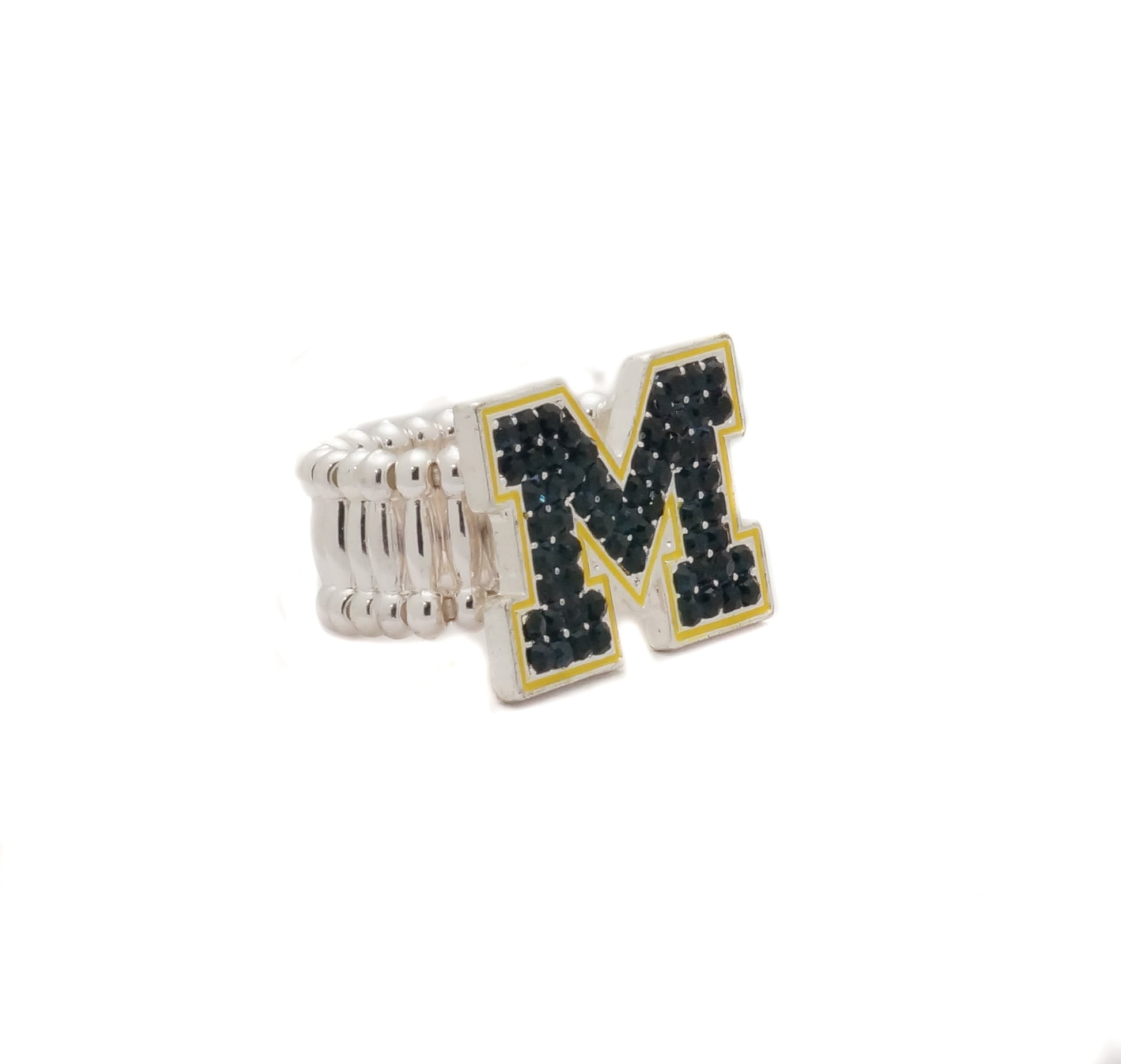 Michigan Rhinestone Crystal Stretch Ring - Fan Sparkle