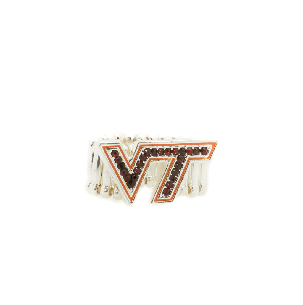Virginia Tech Rhinestone Crystal Stretch Ring - Fan Sparkle