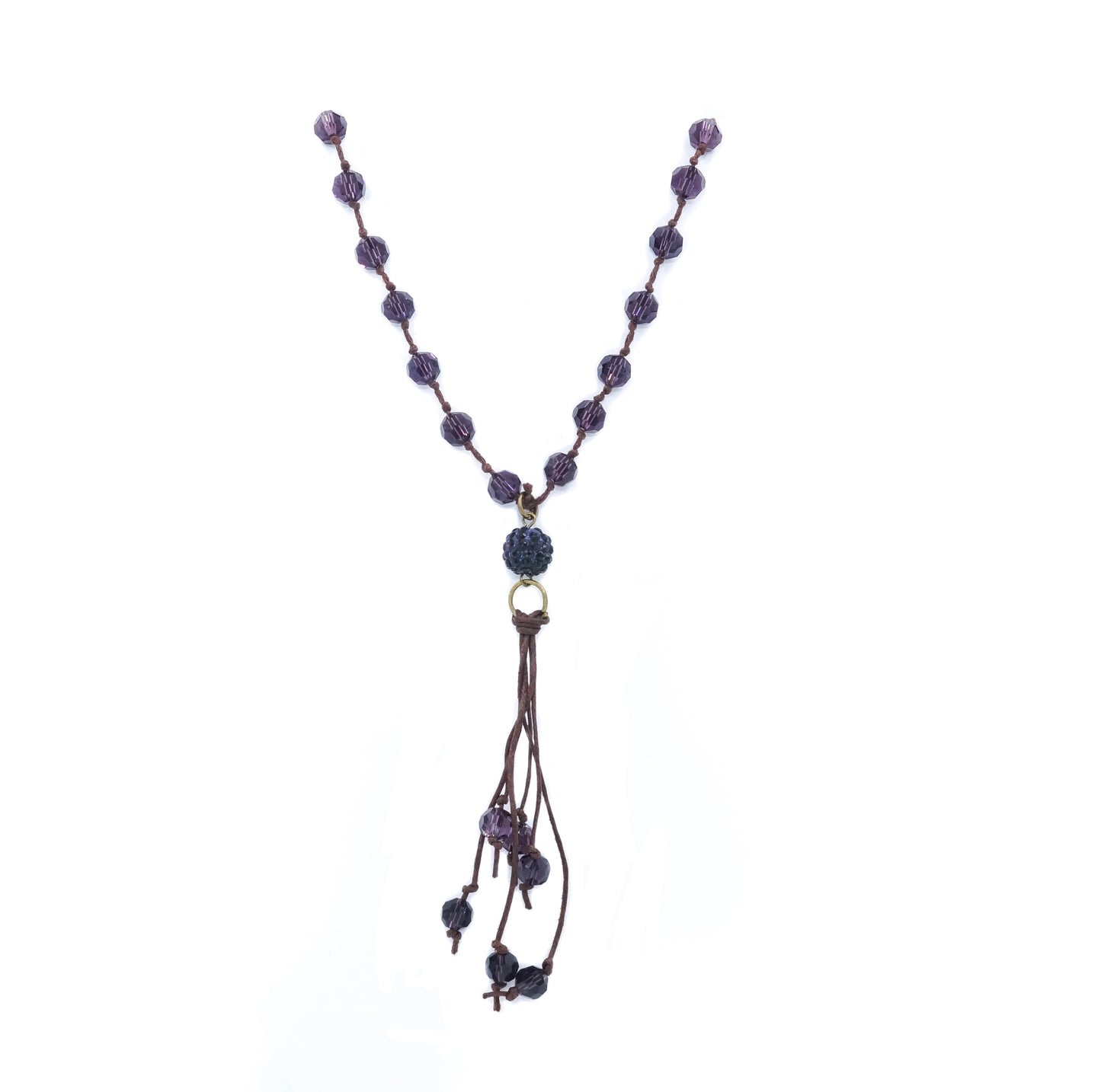 Purple Crystal Knotted Necklace - Fan Sparkle
