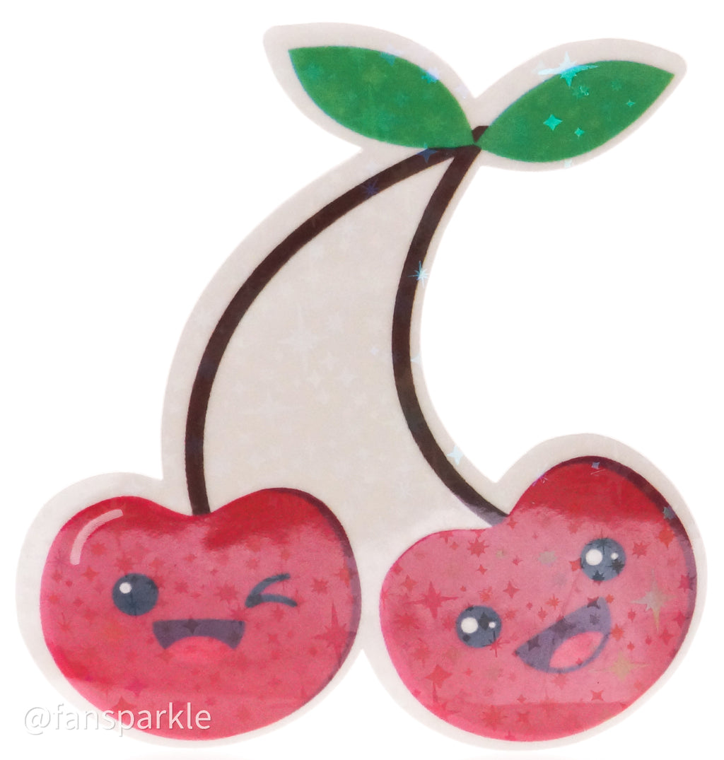 Kawaii Cherries Sticker - Fan Sparkle