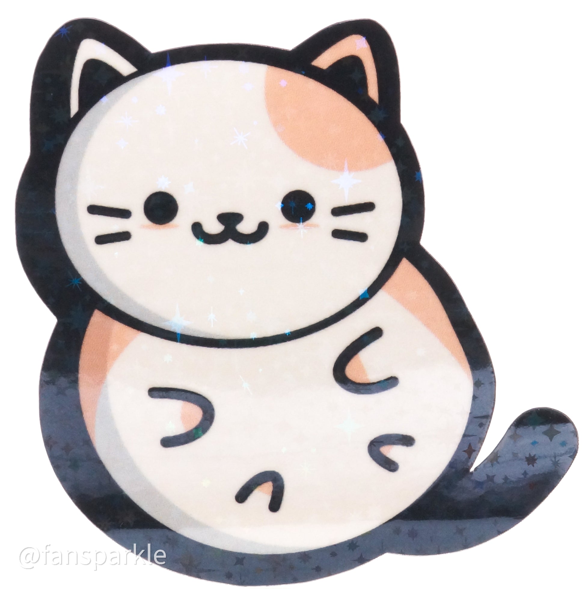Tummy Time Cat Sticker - Fan Sparkle