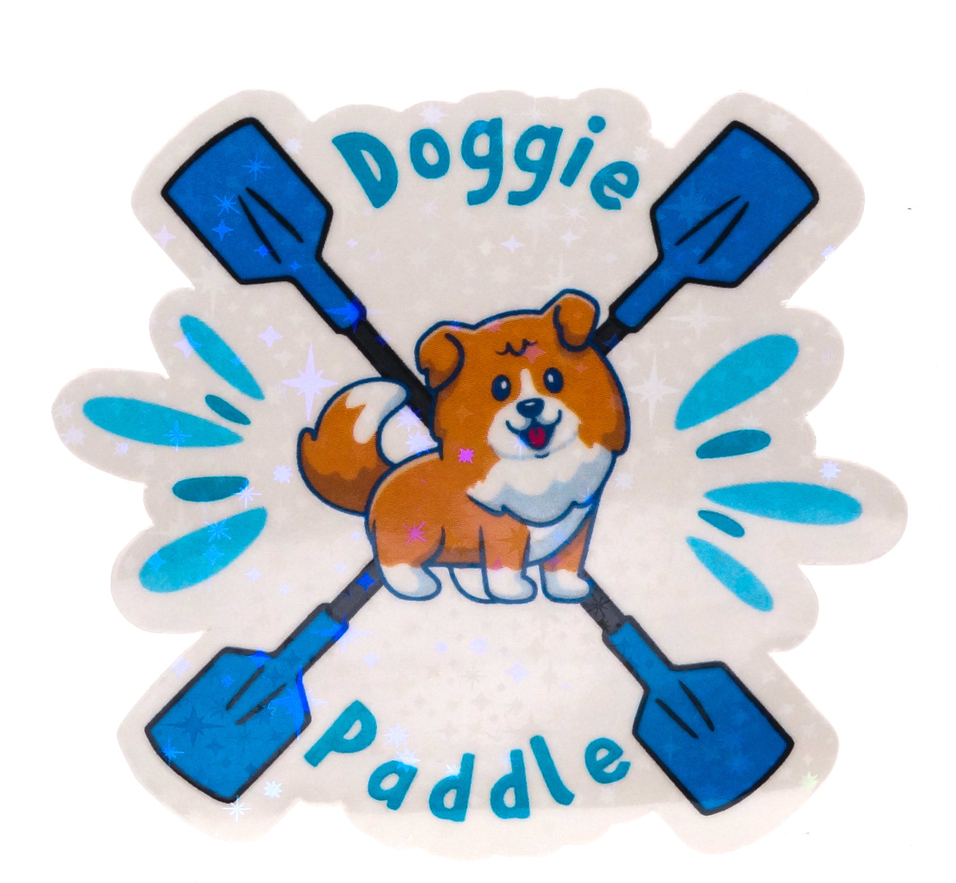 Doggie Paddle Sticker - Fan Sparkle
