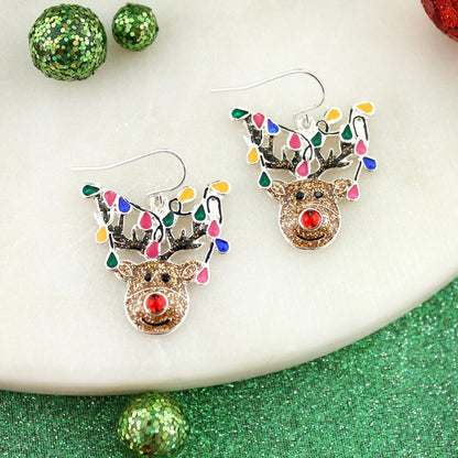 Whimsical Reindeer Christmas Earrings