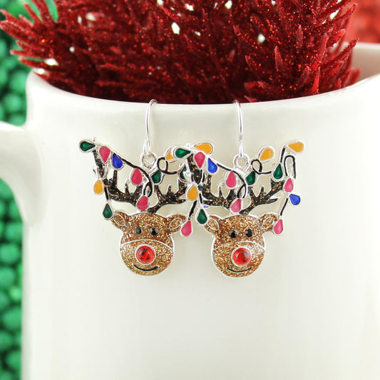 Whimsical Reindeer Christmas Earrings