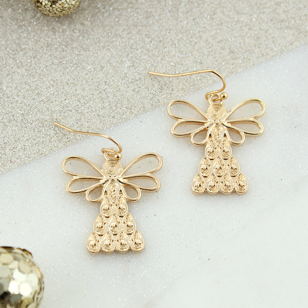 Gold Angel Christmas Earrings