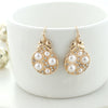Gold Pearl & Crystal Christmas Ornament Earrings