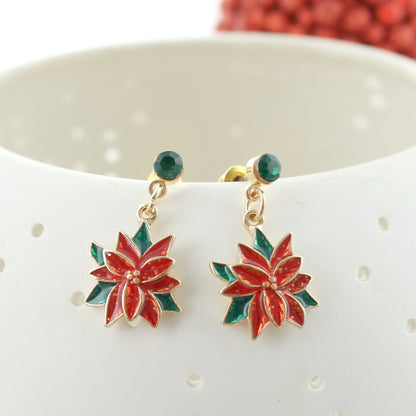 Poinsettia Christmas Earrings
