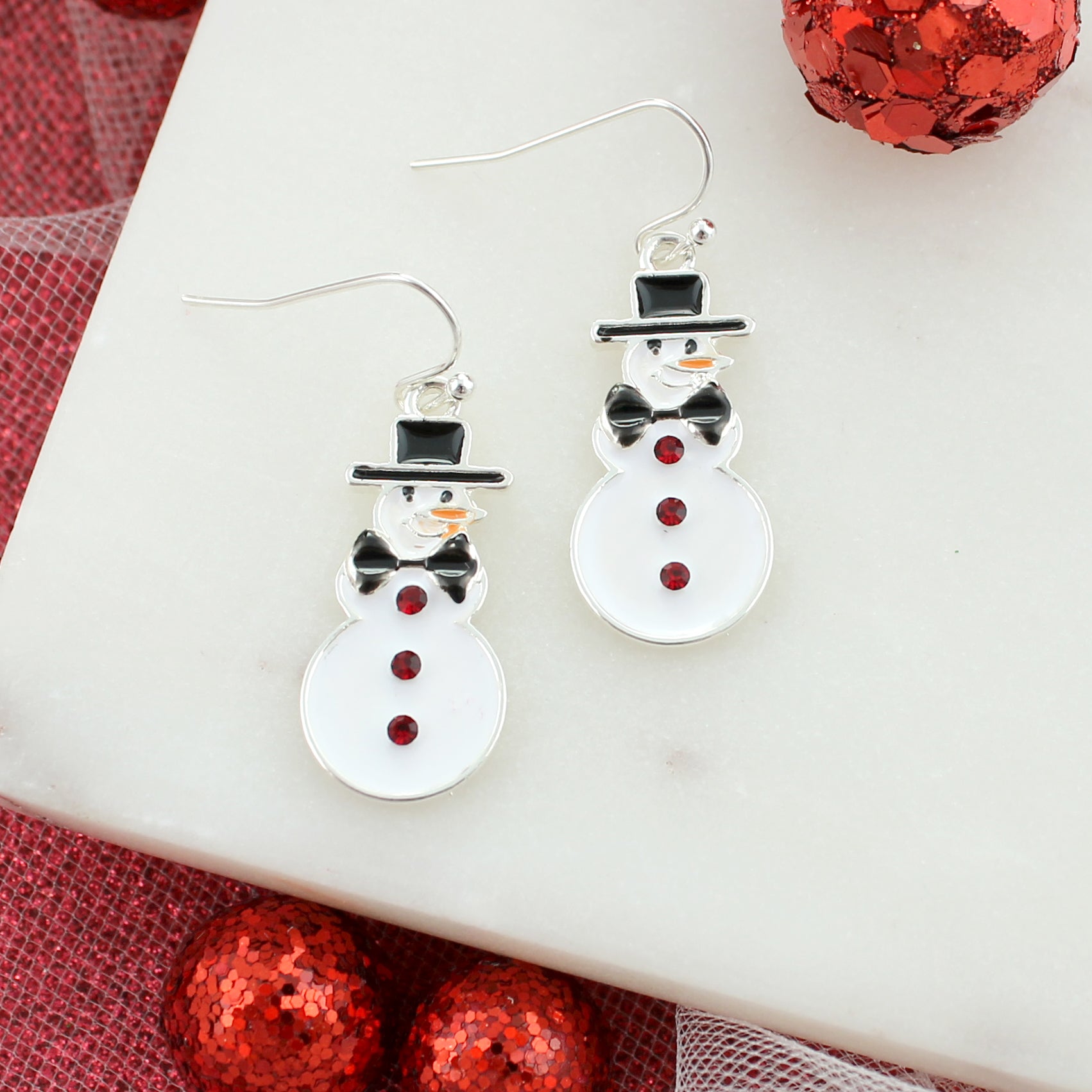 Rustic Snowman Christmas Earrings