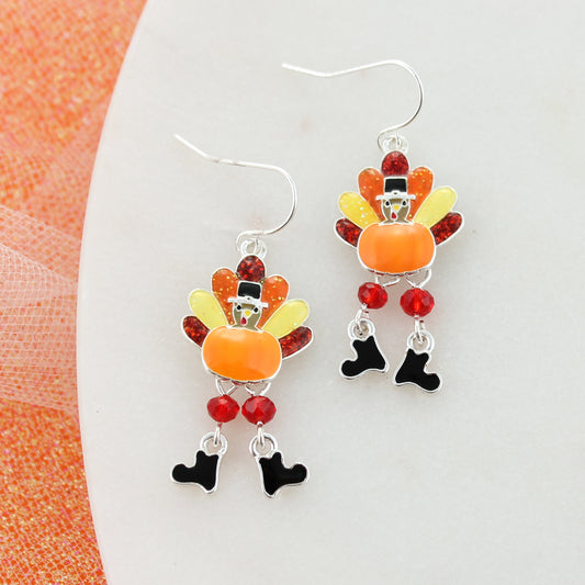 Dangle Leg Turkey Thanksgiving Earrings