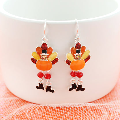 Dangle Leg Turkey Thanksgiving Earrings