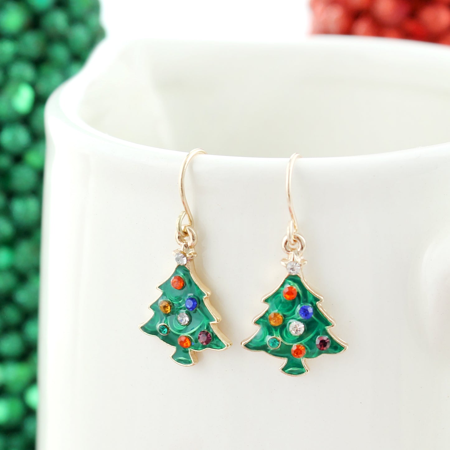 Swirly Christmas Tree Earrings