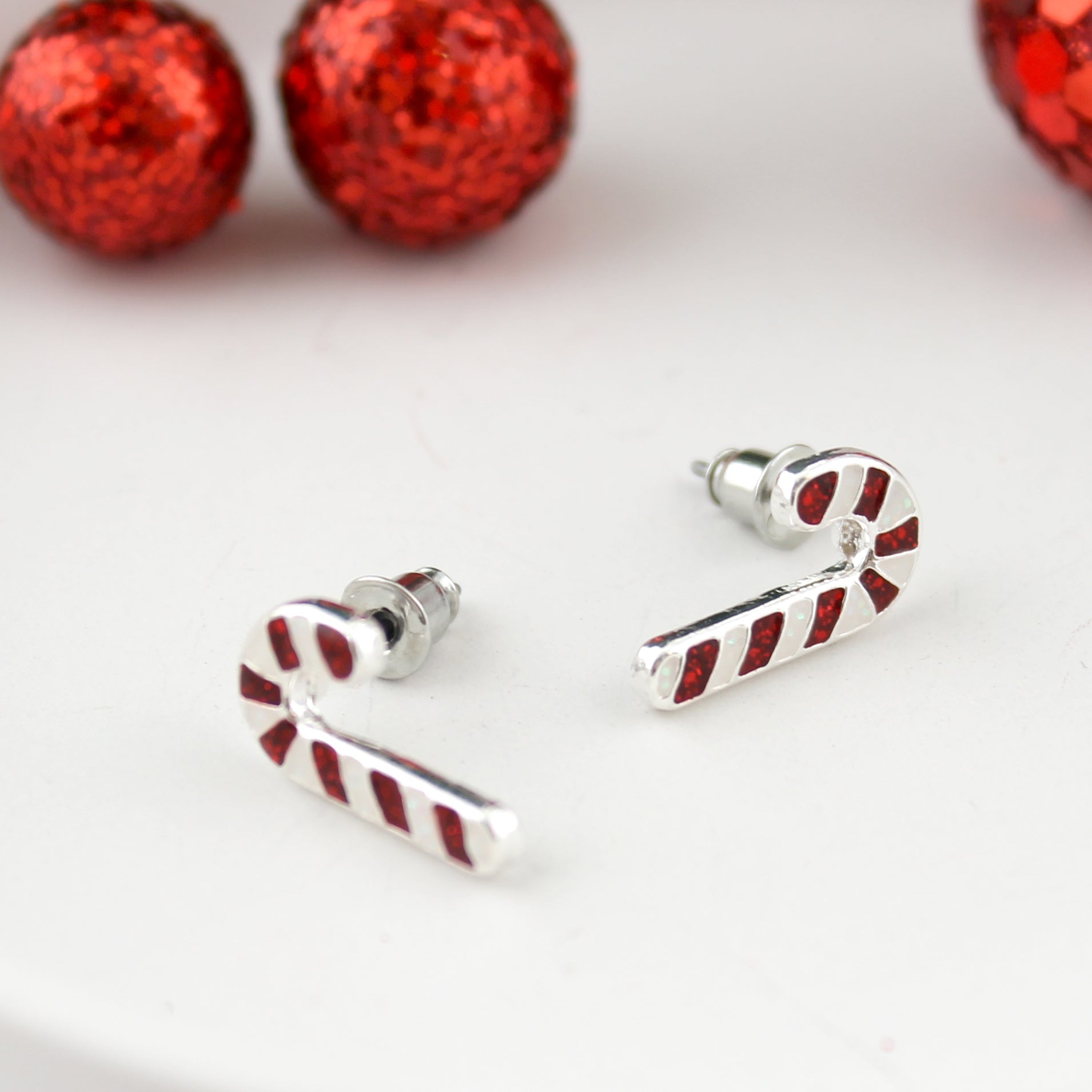 Christmas Candy Cane Stud Earrings