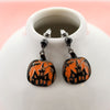 Haunted House Pumpkin Halloween Earrings