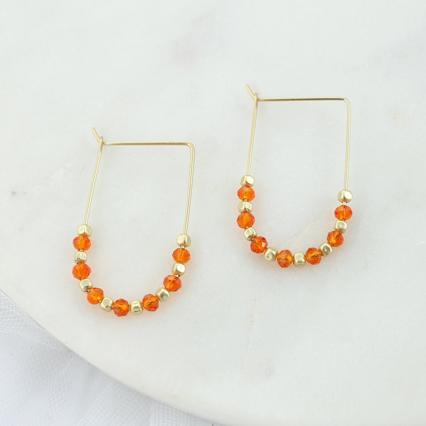 Orange & Gold Gameday Beaded Hoop Earrings