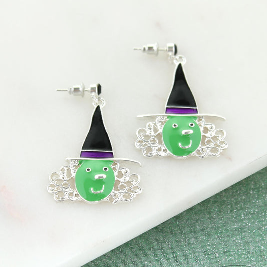 Witch Face Halloween Earrings