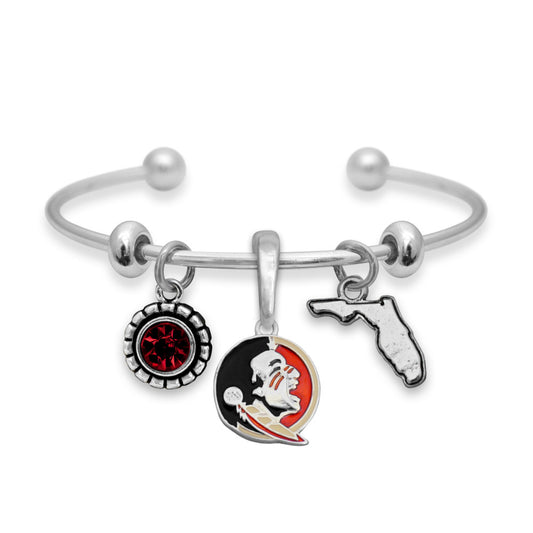 Florida State Multi Charm & Rhinestone Cuff Bracelet - Fan Sparkle