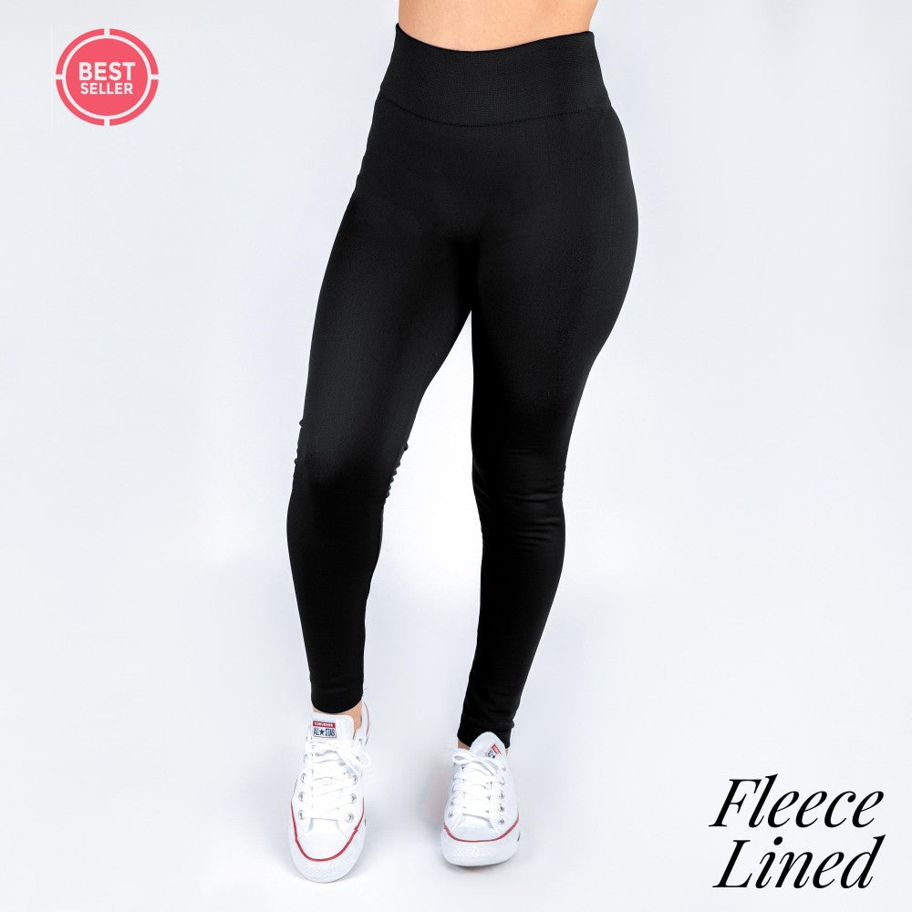 Black Fleece Lined Leggings - Fan Sparkle