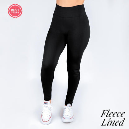 Black Fleece Lined Leggings - Fan Sparkle